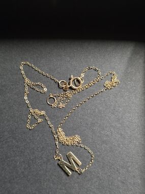 14k Gold chain Ncekclace With "M" initial